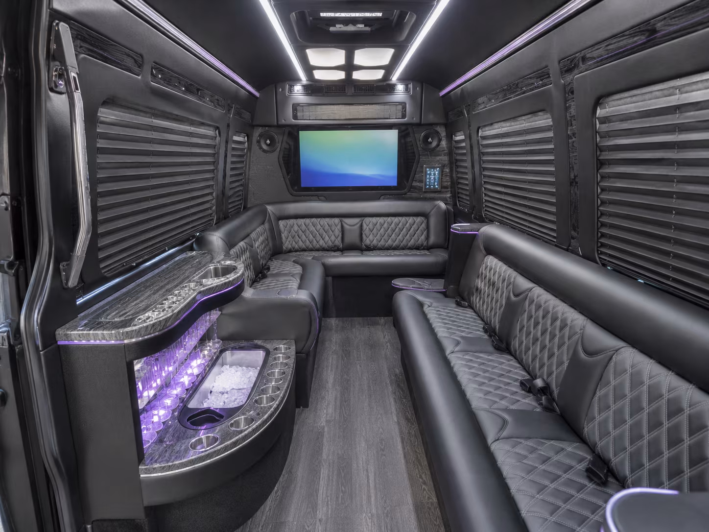 denver 50 passenger party bus inside